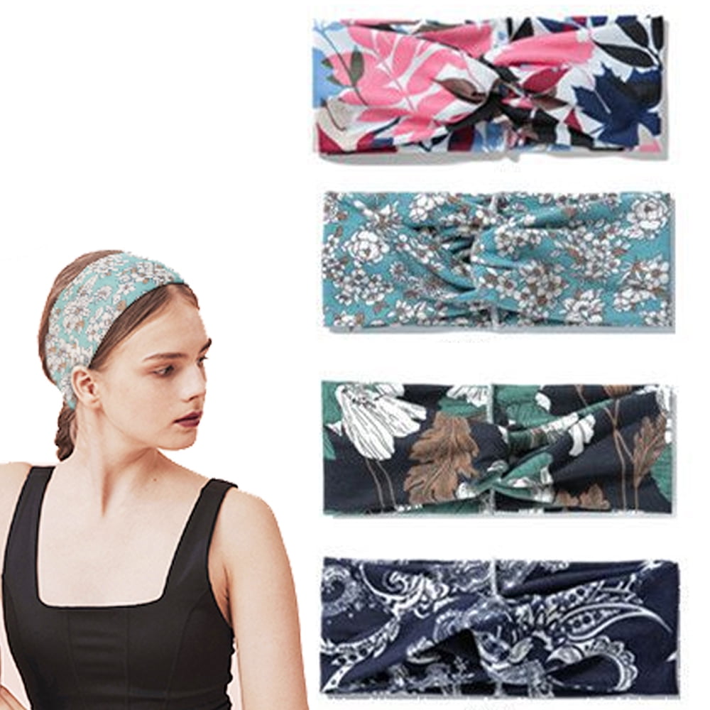 4 Pack Women Headband Boho Floal Style Criss Cross Head Wrap Hair Band -  Walmart.com