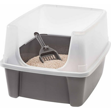 IRIS Open Top Litter Box with Scoop, Gray