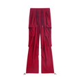 thumbnail image 1 of Gibobby Pantalones de mezclilla tipo cargo para mujer Pantalones cargo sueltos de calle con cintura elástica diaria para mujer Pantalones con bolsillos(Rojo,XL), 1 of 5