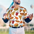 thumbnail image 5 of Zufioo Hot Dog Burger Print Men's Baseball Short Sleeve, Moisture Wicking Button-Down Hip Hop Tee-XX-Large, 5 of 7