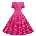 thumbnail image 3 of Women 50s 60s Retro Rockabilly Swing Dress Polka Dot Double Breasted Notch Lapel V-Neck Dresses Cocktail Party Evening Prom Gown, 3 of 6