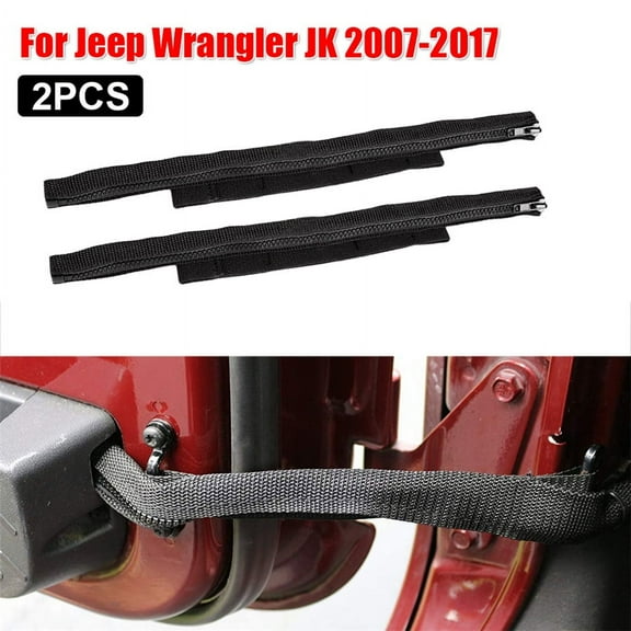 2X Black Door Limiting Straps Wire Protection Harness For Jeep Wrangler JK 07-17