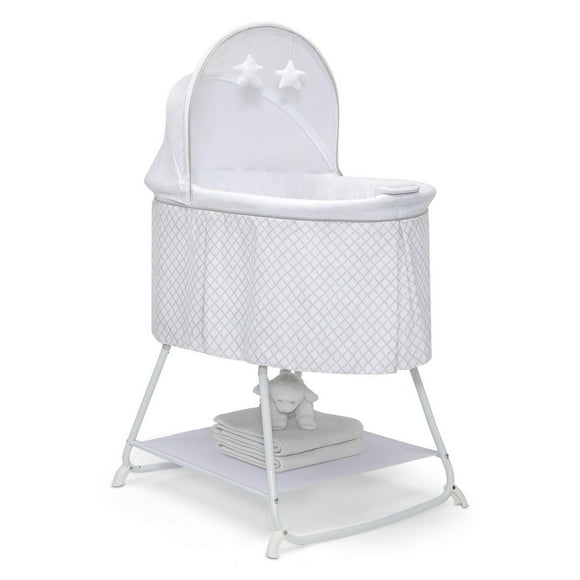 Delta Children Soothing Dreams Berceau à bascule de luxe, treillis gris Berceau