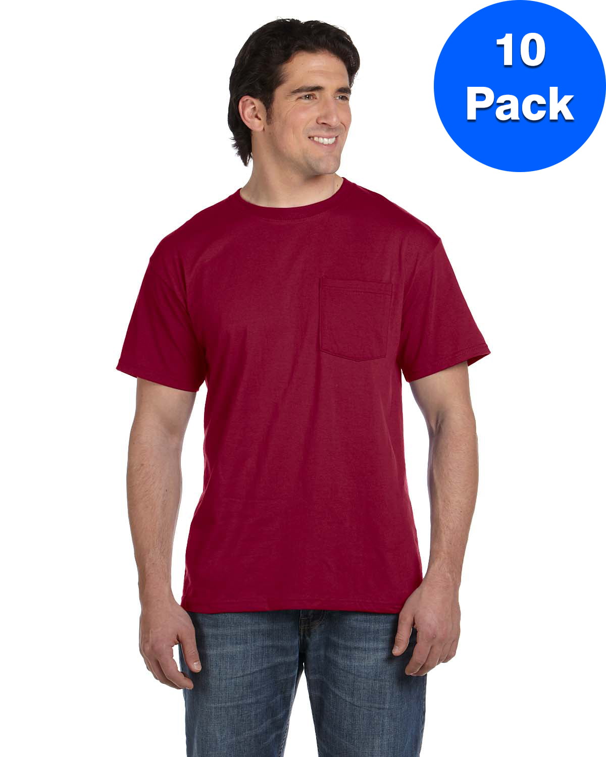 Mens 5.6 oz., 50/50 Best Pocket T-Shirt 5930P (10 PACK) - Walmart.com