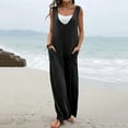 thumbnail image 2 of Kureaily Women Summer Wide Leg Jumpsuit Sleeveless V Neck Casual Loose Jumpsuit Comfy Baggy Tank Romper With Pockets Women Stretchy Trousers, 2 of 4