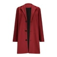 thumbnail image 4 of aohooy Business Winter Coat for Women Wool Blend Single Breasted Midi Peacoat Plus Size Notched Lapel Collar Trench Coats with Pockets Red,M, 4 of 6