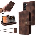 thumbnail image 1 of for Samsung Galaxy S23 Wallet Case, [Card Slots] PU Leather ID Credit Holder Folio Flip Kickstand Magnetic Clasp Phone Cover & Lanyard & Shoulder Strap for Samsung Galaxy S23, Brown, 1 of 10
