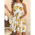 thumbnail image 5 of Yellow Clasi Halter Tie Waist A-Line Dress, Suitable For Vacation Vacation, 5 of 6