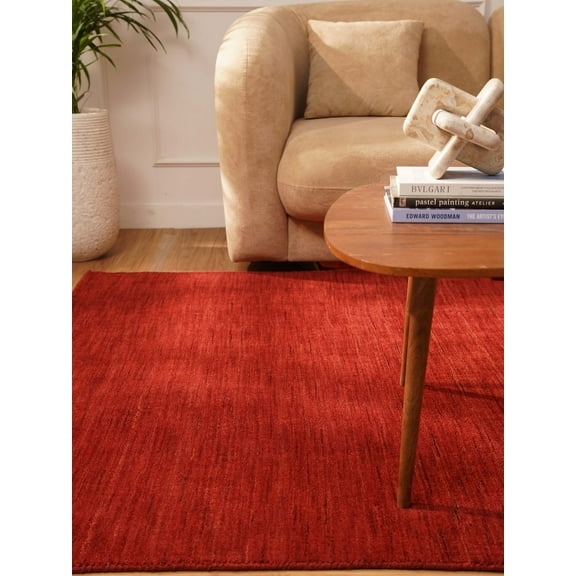 Rugsotic Carpets Handmade Rugs Hand Knotted Loom Square 6'x6' Red Wool for Indoor Use