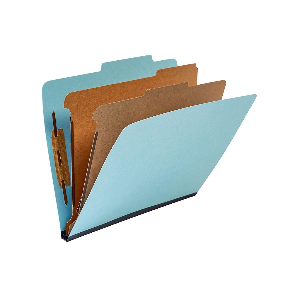 Staples Recycled Folders 2/5Cut Tab Ltr Size 2 Dividers Lt Bl 20/BX