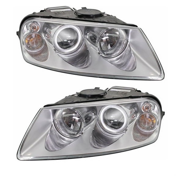 For 04-07 VW Touareg Front Headlight Headlamp Halogen Head Light w/Bulb Set Pair