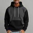 thumbnail image 5 of Men’s Pullover Hoodie Long Sleeve Drawstring Hooded Sweatshirt Kangaroo Pocket Casual Loose Fit Top Black L, 5 of 5