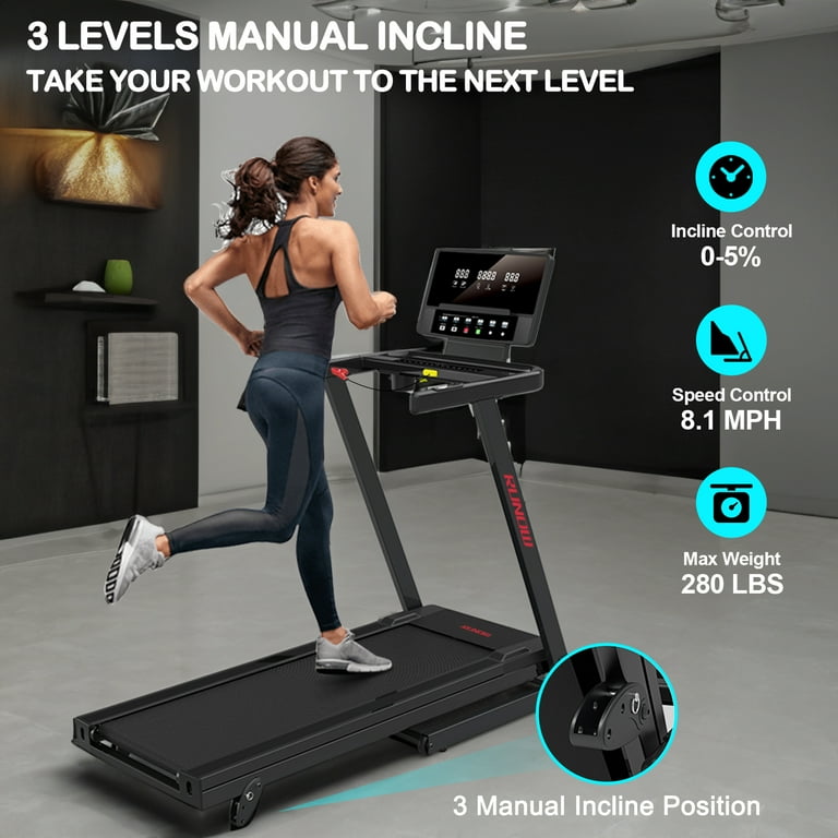 RUNOW 2.5 HP Electric Treadmill Manual Incline 8.1MPH 40 Programs Heart Rate Monitor Walmart