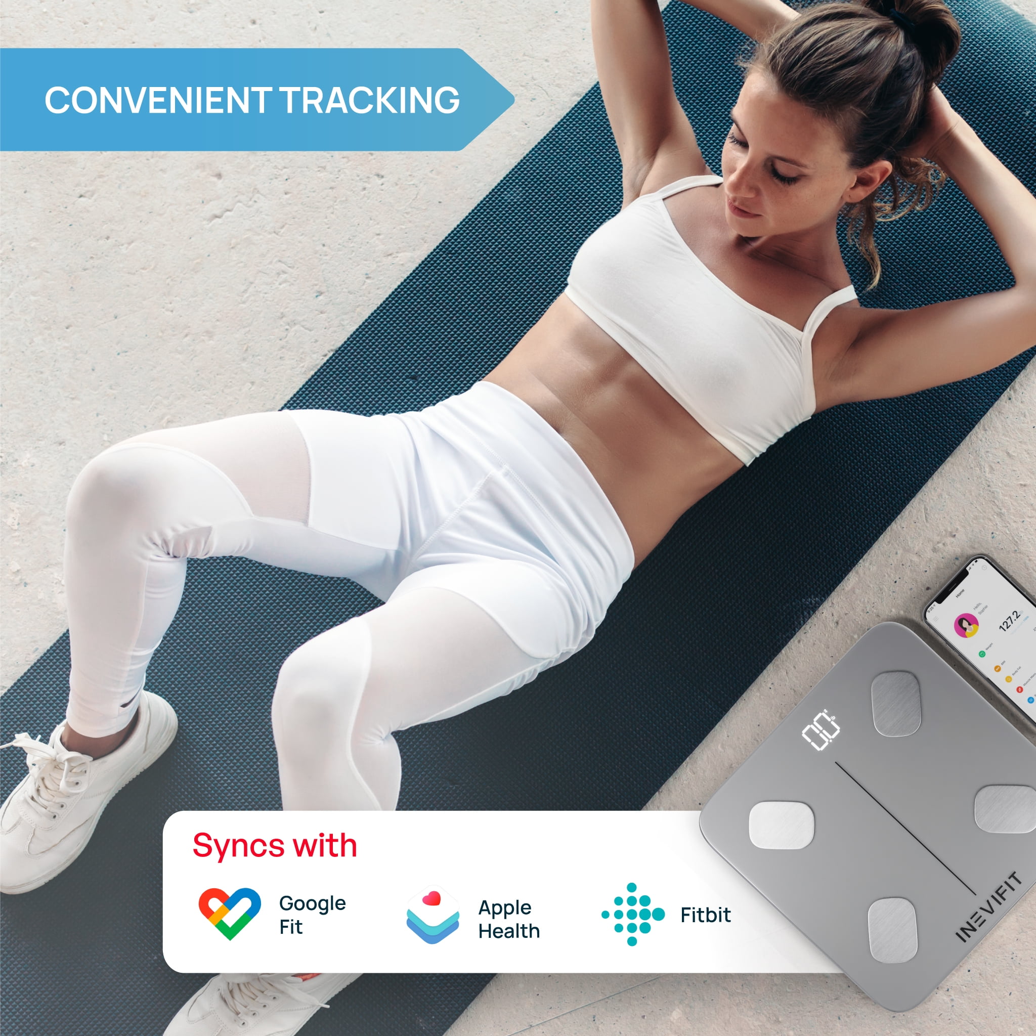 INEVIFIT Smart Body Fat Scale with Bluetooth and Free INEVIFIT APP - Silver