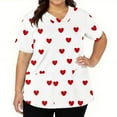 thumbnail image 3 of Dwralegc Printed Scrub Tops Women Working Lightweight Shirts with 2 Pockets Short Sleeve Heart Pattern V Neck Nurse Uniform Stretch White M, 3 of 5