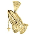 thumbnail image 3 of Diamond Praying Hands Rosary Pendant Mens 10K Yellow Gold Round Cut Charm 1 ct., 3 of 5