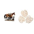 thumbnail image 1 of Figura de caballo,Figura coleccionable de caballo en miniatura,Placa de pared con hojas de palma,Decoración de pared de madera con hojas de palma,Adorno de madera para pared con decoración, 1 of 8