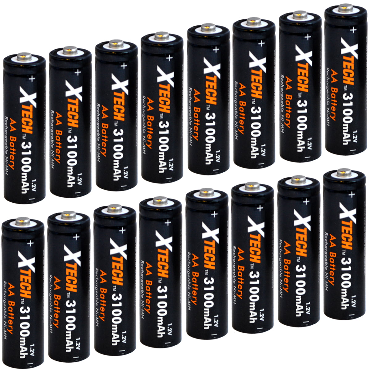 Xtech AA Ultra High-Capacity 3100mah Ni-MH Rechargeable Batteries 12 Pack 