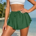 thumbnail image 2 of Inleife Fashion Women Casual Shorts Casual Solid Color Pleats Pocket Beach Shorts Beach Swim Trunks, 2 of 6