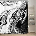 thumbnail image 2 of Black White Marble Shower Curtain for Bathroom Decor 72Wx72H Inches Abstract Modern Ombre Ink Texture Aesthetic Minimalist Fluid Liquid Luxury for Men Fabric Waterproof Polyester 12 Pack Hooks, 2 of 6