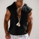 thumbnail image 2 of Camiseta sin mangas de lino para hombre: camiseta de playa, poliéster, corte informal, tallas S-XXL para el ocio veraniego y actividades al aire libre, 2 of 6