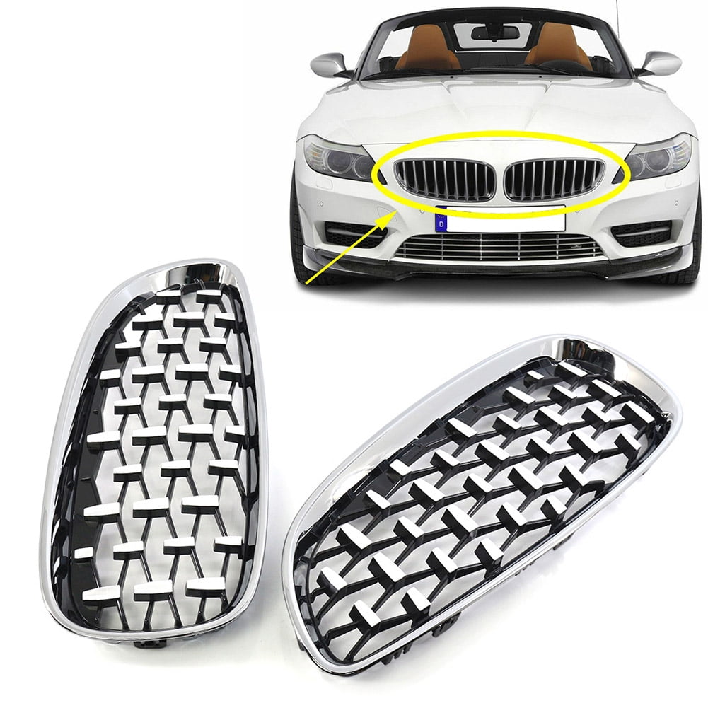 ZS E89 Chrome Car Front Kidney Mesh Grill Diamond Meteor Style Grille