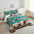 thumbnail image 3 of Manfei Rustic Western Aztec Bedding Comforter Set,Country Farmhouse Lodge Twin Comforter Sets,Cyan Brown Bedding Set For Men Women,Breathable Home Decor Reversible,2 Pieces, 3 of 8
