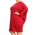 thumbnail image 3 of MOA COLLECTION Women's Plus Size Solid Loose Fit 3/4 Dolman Sleeve Casual Midi Dress, 3 of 5
