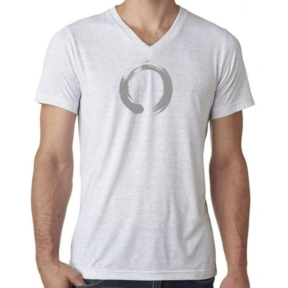 Mens Japanese Symbol Tri Blend V-neck Tee - White Fleck, Small