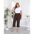 thumbnail image 2 of HDE Plus Size Pull On Capris for Women Dark Brown - 1X, 2 of 6