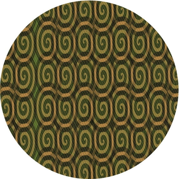 Ahgly Company Machine Washable Indoor Square Transitional Dark Yellow Green Area Rugs, 3' Square