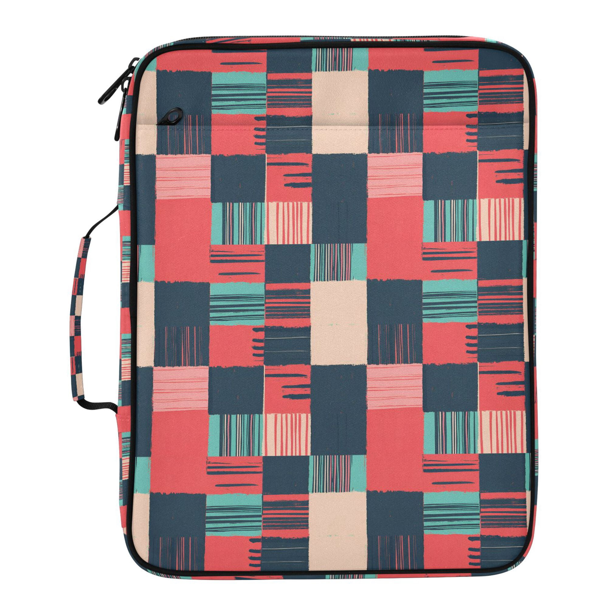 FORMRS Accordion File Folder A4 Size 7-Pocket Expanding Document Organizer Bag with 3 Ring Binder, Red Teal Plaid