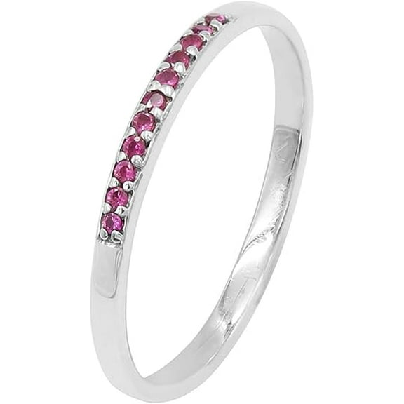 Ruby Stackable Ring for Women – 925 Sterling Silver Eternity Band – Dainty Minimalist Wedding Ring