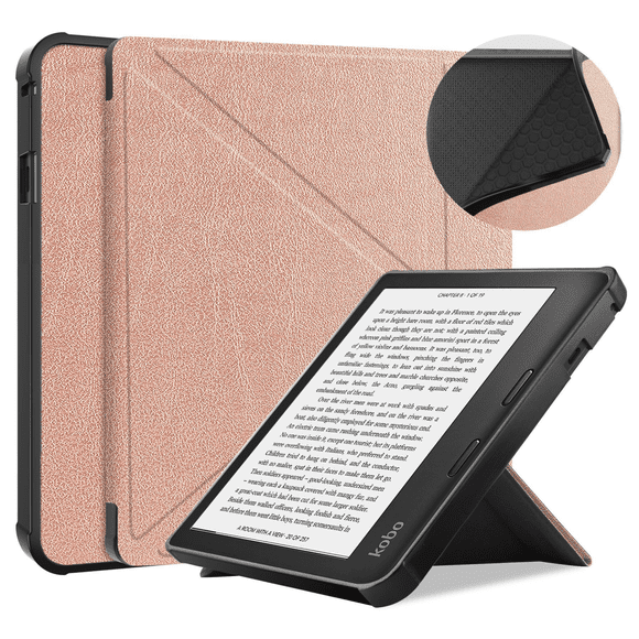 For Kobo Sage 2021 Released 8" E-Reader, Soft TPU Matte Back Cover, Slim Smart Folio Cover with Magnetic Closure and Stand - Rose Gold