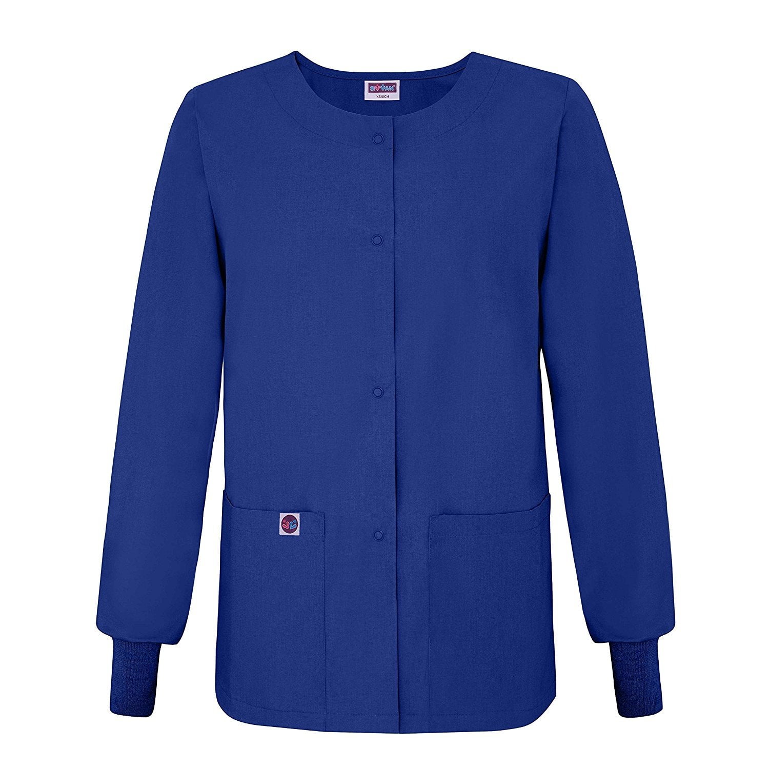 Sivvan Womens Scrub WarmUp Jacket / Front Snaps Round Neck