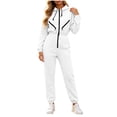 thumbnail image 2 of Kttectoa Jumpsuits for Women Hooded Zip up Jumpsuit Elastic Waist with Pockets Solid Trendy Athleisure Fall Winter Wear, 2 of 5