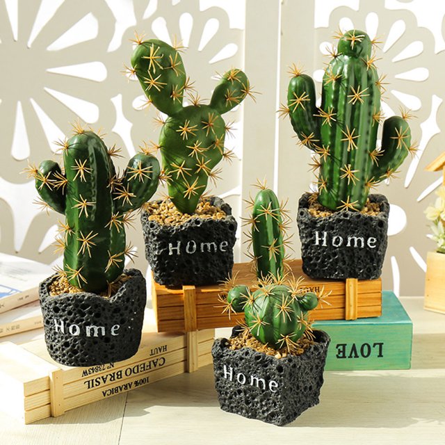 Gwong Decoración hogareña Cactus artificial Suculento Planta Cemento Pot Bonsai Inicio Balcón Decoración de escritorio Gwong 21038106