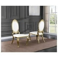 thumbnail image 2 of Classy Round Back White Faux Leather Side Chairs with Gold Legs (Set of 2), 2 of 2