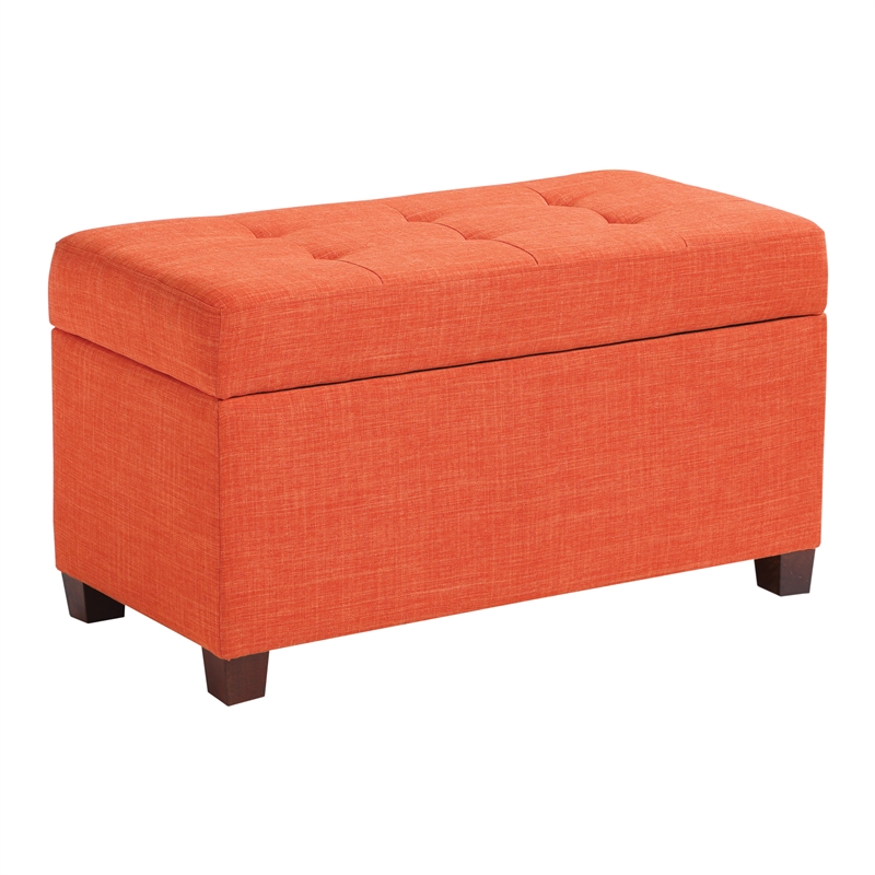 Storage Ottoman in Tangerine Orange Fabric