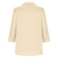 thumbnail image 4 of VERUGU Womens Tops 3/4 Sleeve Shirts V-Neck Lapel Loose Casual Comfy Blouses Trendy Solid Classic T-shirts for Leggings Khaki M, 4 of 5