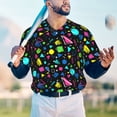 thumbnail image 5 of Hirioo Geometric 1980s Styled for Men's Baseball T-shirt Shirts Short Sleeve Casual Summer Button Stretch T Shirts,Size S-4XL-Medium, 5 of 7