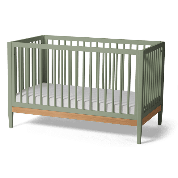 Little Seeds Clover 4-in-1 Convertible Baby Crib, Crib to Toddler Bed, Grove Green/Natural