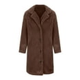 thumbnail image 4 of Floleo Womens Winter Fall Coats Jacket Women's Loose Autumn And Winter Wool Long Sleeved Lapel Women'S Wool Medium Long Coat Coffee, 4 of 6