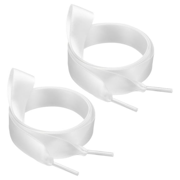 55" Satin Ribbon Shoelaces, 3/4" Wide Silk Flat Shoe Laces Shoestring Silky Sneakers Shoelaces for Girls Women Shoe Decoration, White