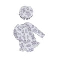 thumbnail image 1 of SUNSIOM Maillot de Bain 2 Pcs pour Bébé Fille, Col Rond Imprimé Floral Fermeture Éclair devant Manches Longues + Bonnet de Bain Nœud 3D, 1 of 6