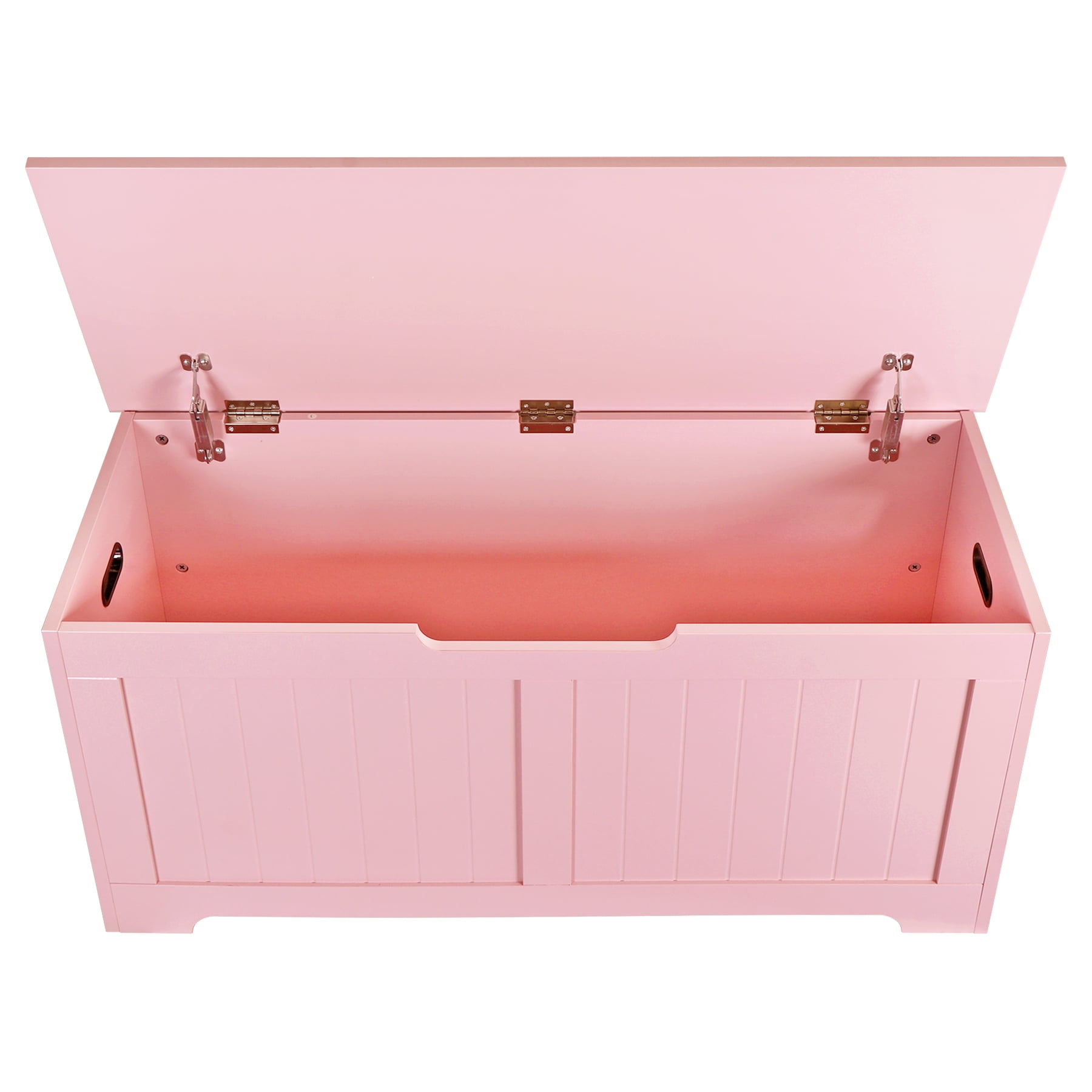 SuperDeal Wooden Storage Chest Box W/Safety Hinge, 39.4 in Large Storage Organizer Shoe Bench for Home Entryway, Bedroom, Pink