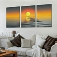 thumbnail image 2 of Nawypu  Canvas Prints Wall Art Decor Large Yellow Sunset over the ocean Picture Curved Horizon Painting Artwork for Dining Room Kitchen Home Decor Framed Ready to Hang 12''x16''X3 Panels, 2 of 4