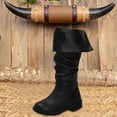thumbnail image 3 of Aayomet Ankle Boots for Women New Flanging Two Piece Cowboy Windpleated Mid Boots (Black, 8.5), 3 of 4