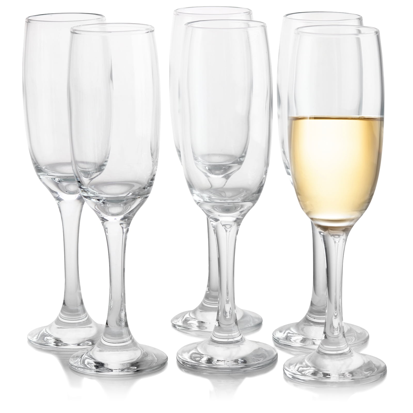 Pasabahce Set Of 6 Champagne Glasses Flutes Glassware Dinner Glasses Swirl Toast 
