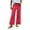 Red, variant on Women's Straight Leg Casual Pants Elastic Waist Solid Color Trousers with Pockets, Comfortable Loose Fit Everyday Long Pants Red M